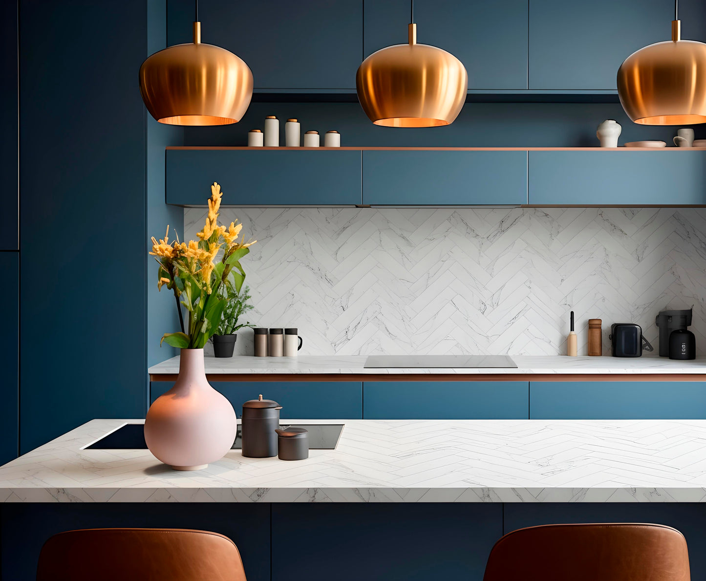 White Marble Herringbone 9310-58